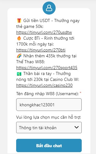 Lien he W88 qua kenh chat truc tuyen